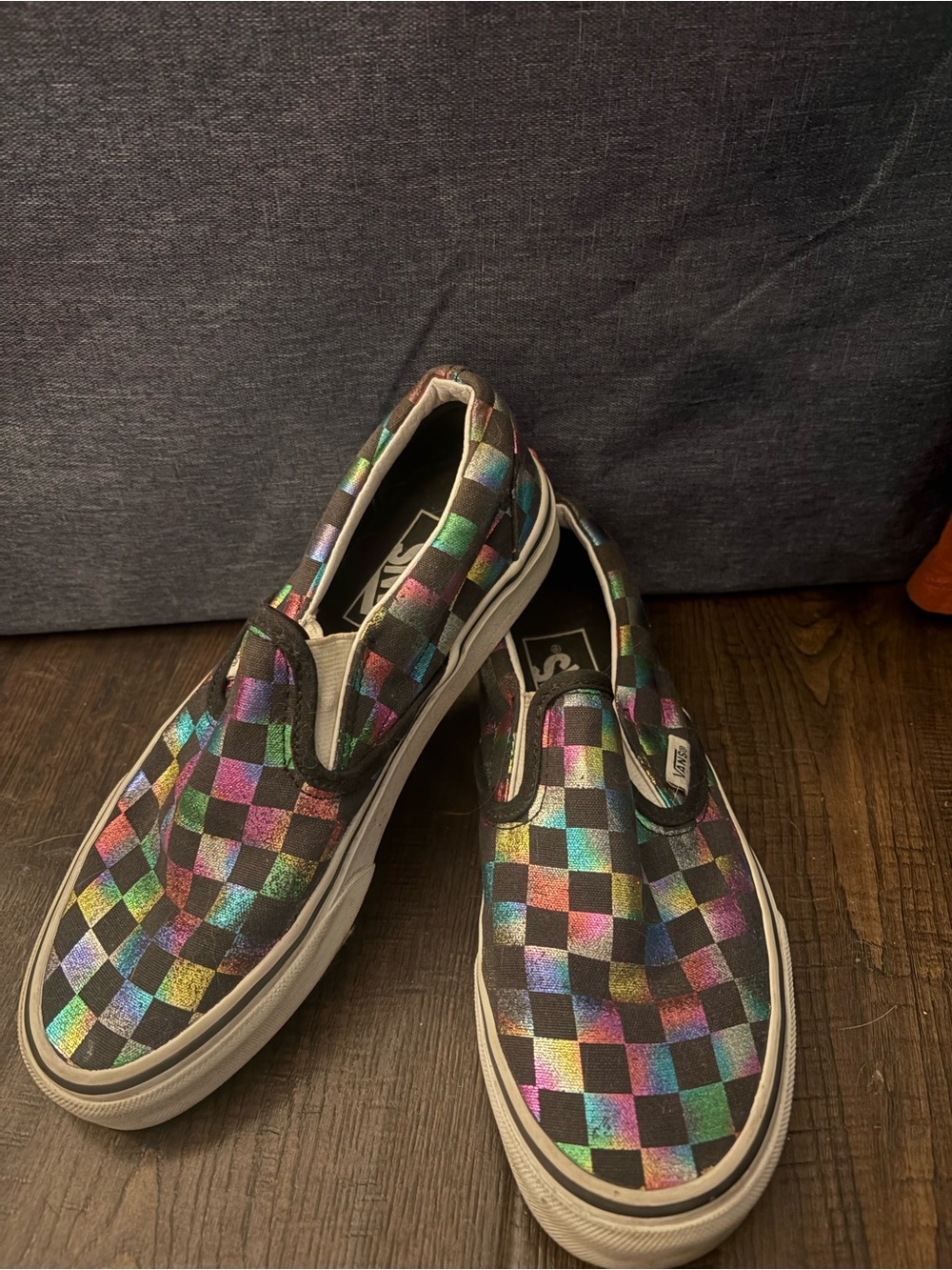 Vans Classic Slip-On Checkerboard Shoes - Iridescent Multicolor